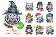 Watercolor fearsome white tiger, an Animal Illustration by Watercolor fantasy (Thumbnail 1 of 5)