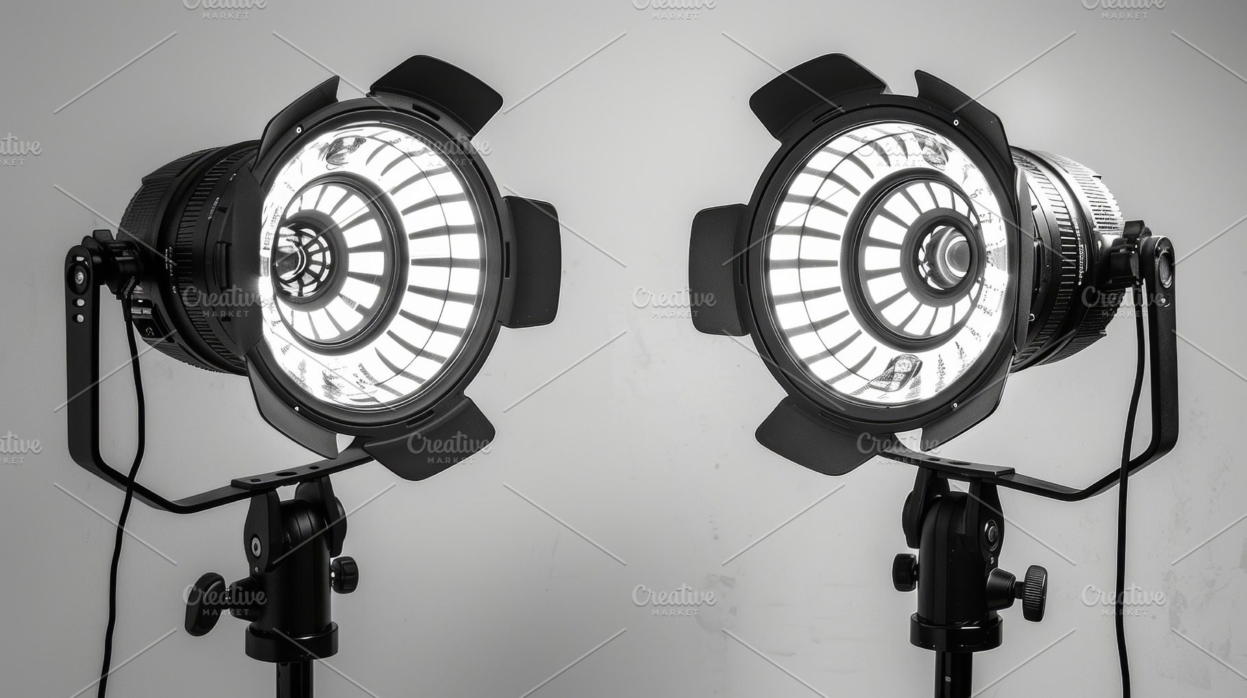 Professional studio lighting equipment isolated on a white background, a Photo by AS photostudio