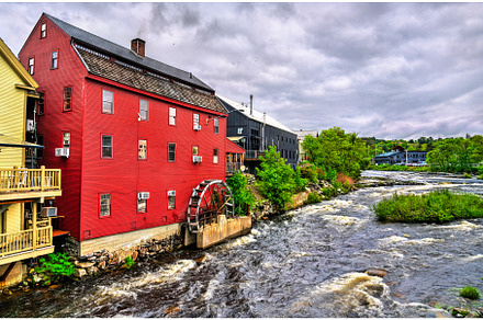Red clapboard grist mill and