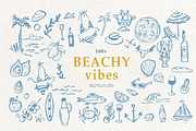 Hand drawn retro Beachy Vibes set, an Object Illustration by RaDavCrafts (Thumbnail 1 of 12)