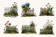 Watercolor Fence with Flowers, a Seasonal Illustration by Designworld (Thumbnail 5 of 9)