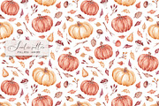 Watercolor Fall Pumpkins Pattern, a Pattern Graphic by SirenaArt (Thumbnail 3 of 13)