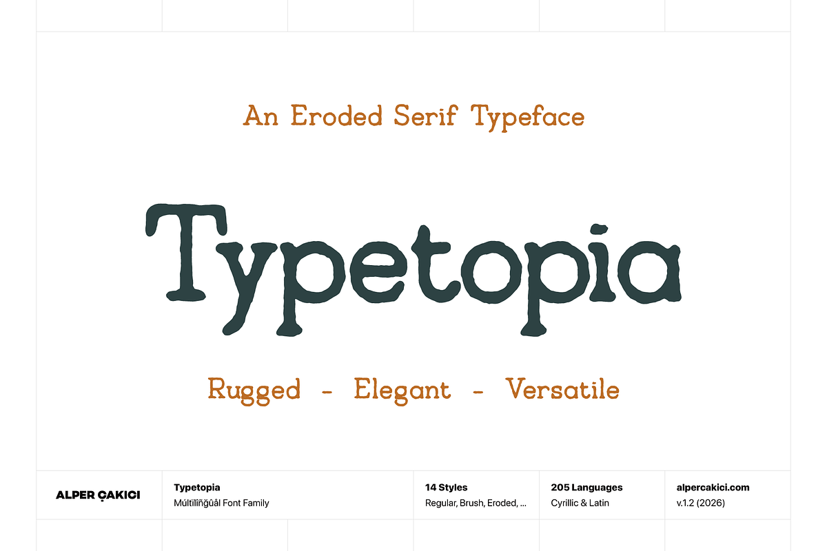 Typetopia Eroded Serif Typeface, a Handwritten Font by alpercakici (Photo 1 of 17)