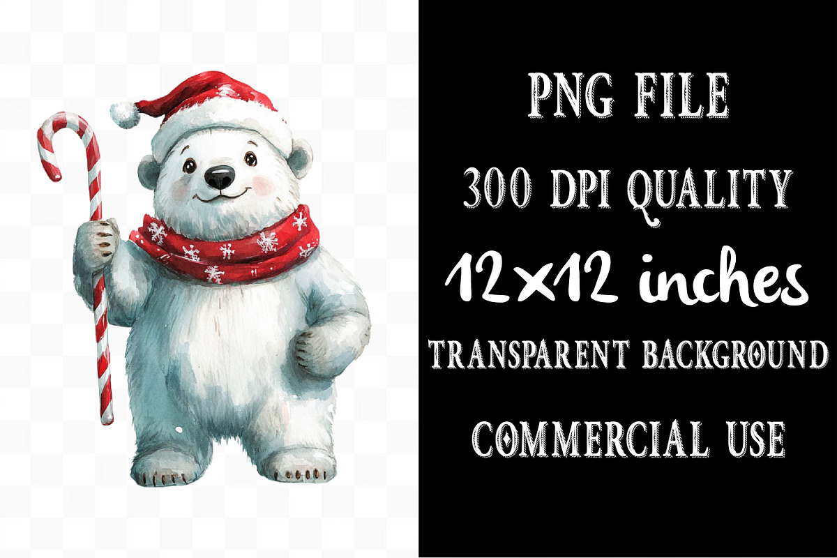 Christmas Polar Bear Sublimation, an Illustration by Designking (Photo 4 of 5)