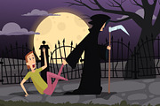Grim reaper chasing scared man, a Person Illustration by Onyx (Thumbnail 3 of 3)
