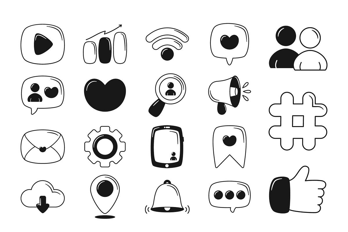 Doodle Social Media Icons Set