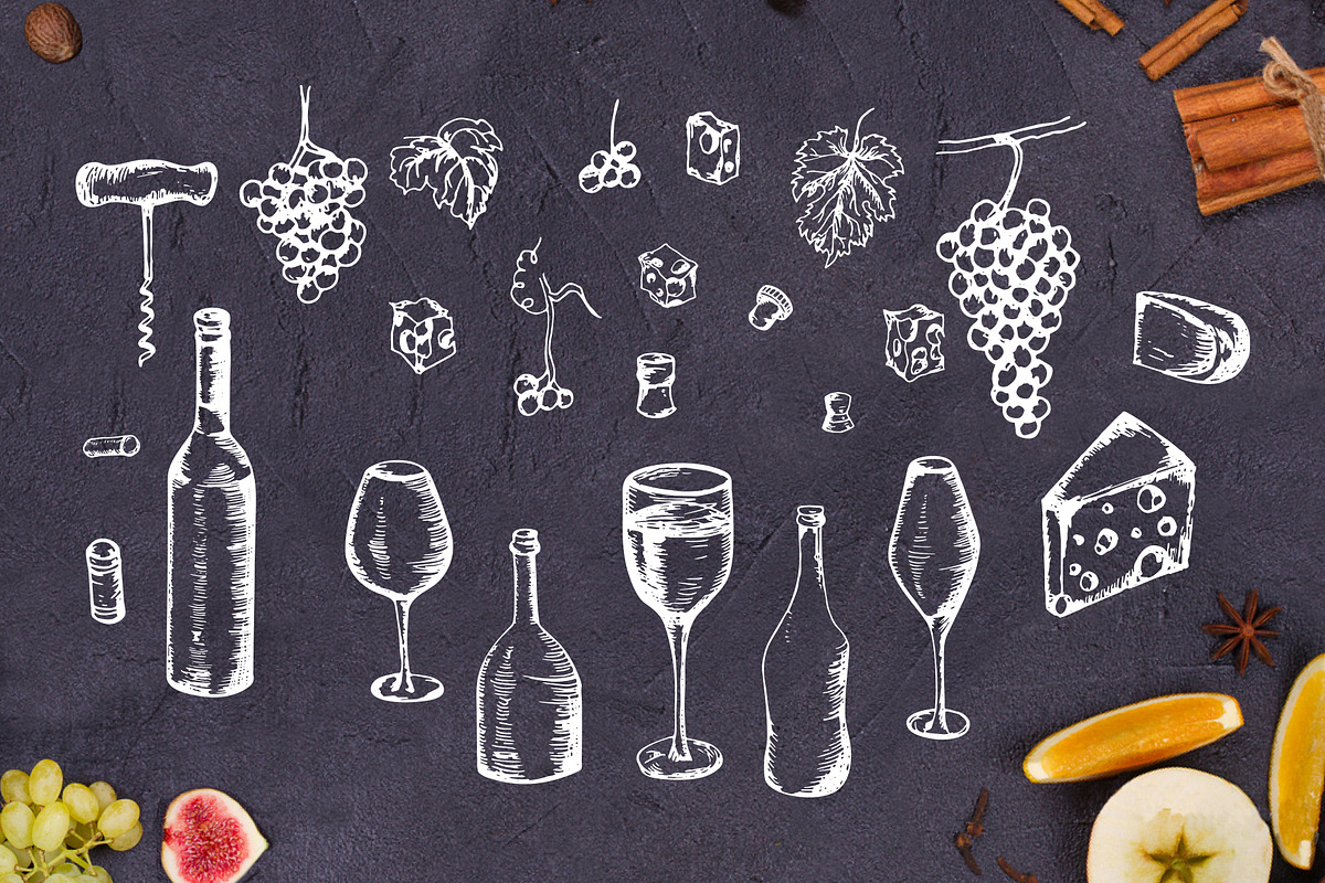 Wine&winery-clipart+bonus, a Food Illustration by Astarte_design (Photo 5 of 9)