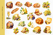 Vineyard Picnic Watercolor Clipart, a Food Illustration by foxsong (Thumbnail 7 of 11)