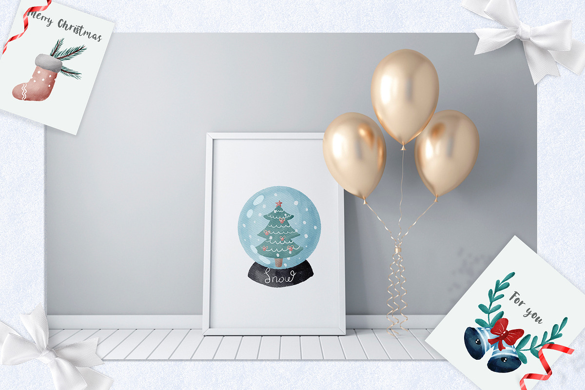 Merry Christmas clipart & pattern, an Illustration by SleptArt (Photo 3 of 4)