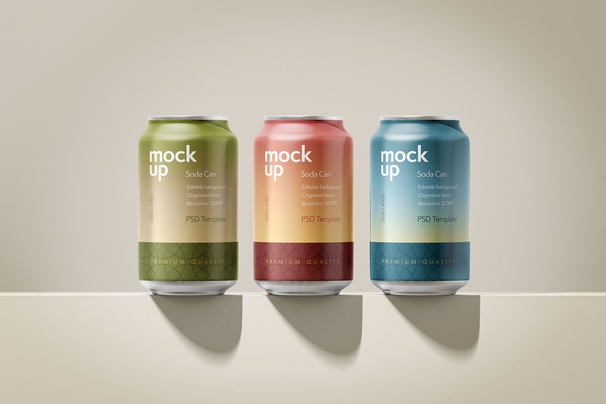 Soda Can Mockup Set, a Packaging Mockup by Deeplab (Photo 9 of 12)
