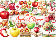 Watercolor Apples Clipart, an Illustration by Libby Wishes (Thumbnail 1 of 6)