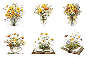 Yellow flowers spring clipart, an Illustration by SinaCreation (Thumbnail 3 of 11)