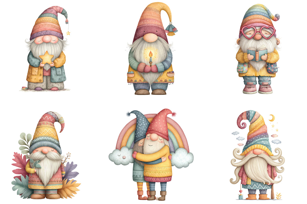 Whimsical Quirky Gnome Clipart, an Illustration by CraftArtStudio (Photo 2 of 6)
