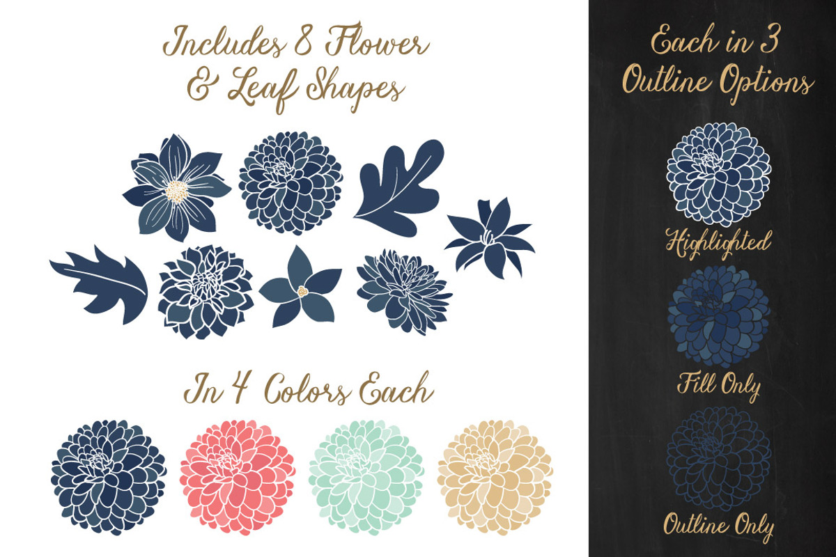 Modern Dahlia Clipart & Vectors, an Illustration by Amanda Ilkov (Photo 3 of 4)