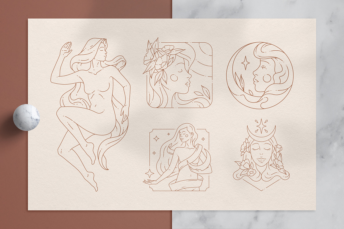 Line art women illustrations set, a Healthcare Illustration by Vasya Kobelev (Photo 6 of 11)