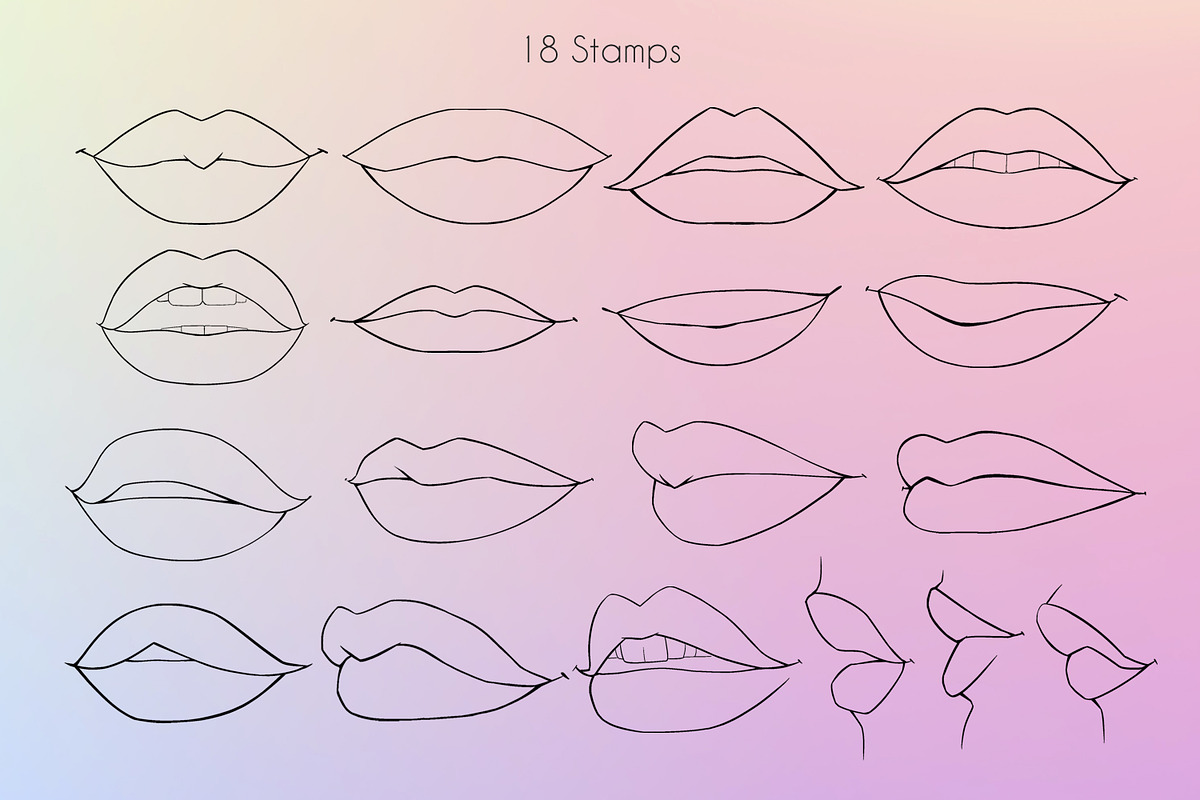18 Procreate Lips Stamp Brushes, a Brush Add-On by SmuffizStudio (Photo 2 of 3)