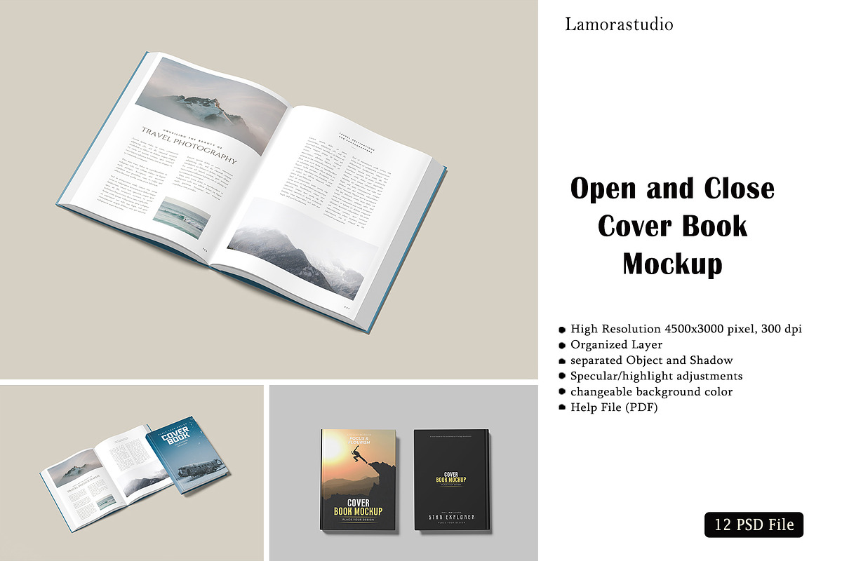 Open and Closed Cover Book Mockup, a Books & Magazine Mockup by lamorastudio (Photo 11 of 11)
