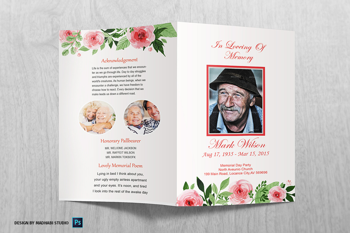 Funeral Program Template Rose, a Brochure Template by Madhabi Studio (Photo 2 of 5)
