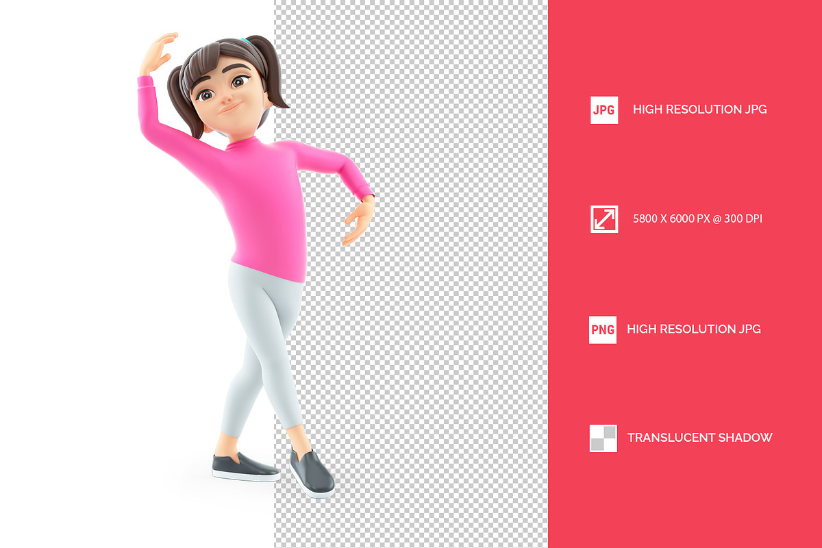 3D Girl Ballet Dance Pose, a Person Illustration by 3DMask