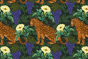 Jaguar, Datura & Grapes Pattern, a Pattern Graphic by NayaChu (Thumbnail 6 of 12)