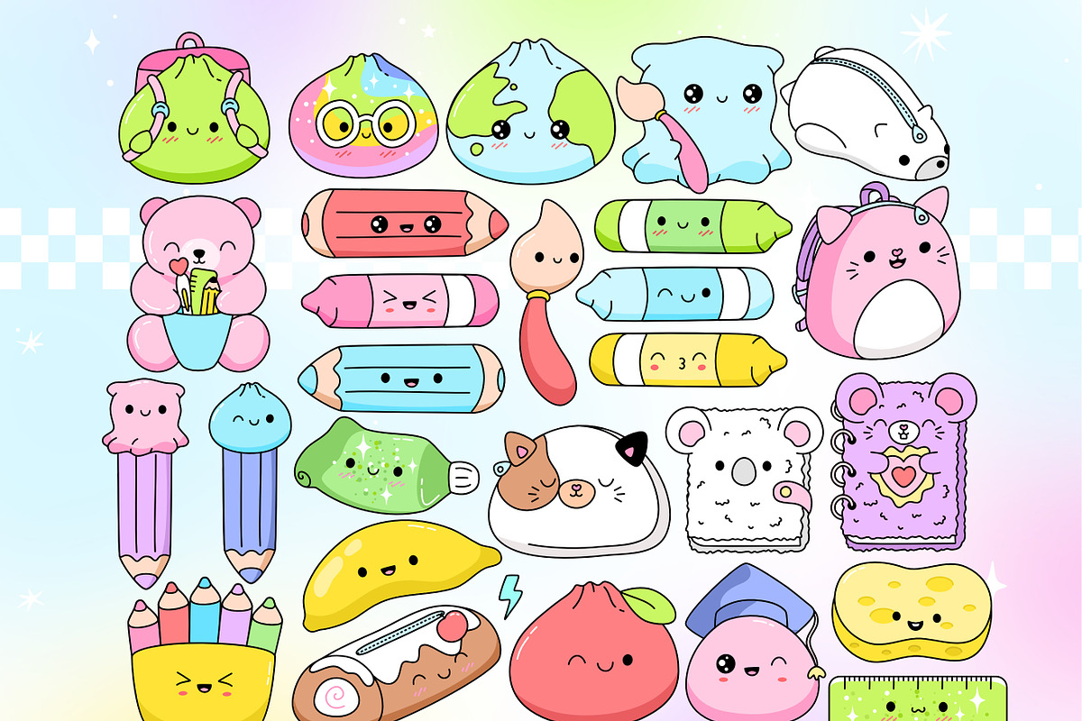 Squishy Kawaii School Clipart Bundle, an Education Illustration by Huxmay (Photo 5 of 8)