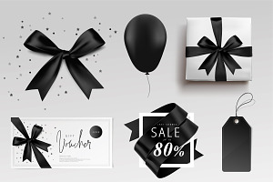 vector black friday bow gift set