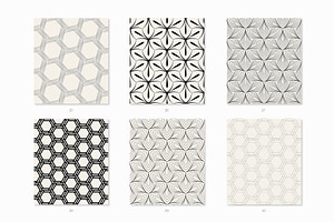 Hexagons & Petals. Seamless Patterns