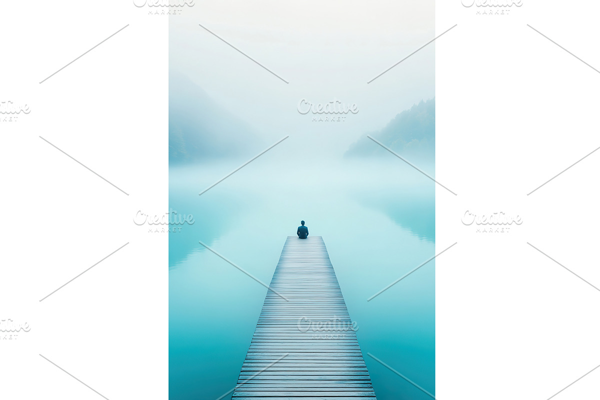 lone person sitting on the end of, an Illustration by Lermont51