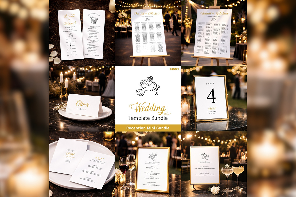 Luxury Reception Bundle Canva bd004, a Stationery Template by TyphoonStudio (Photo 1 of 4)
