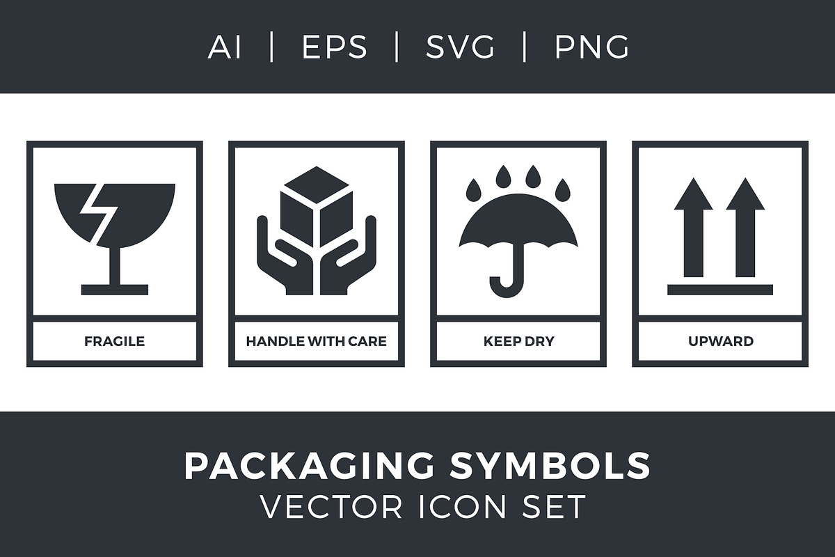 Packaging symbols icon set., an Icon by lettett