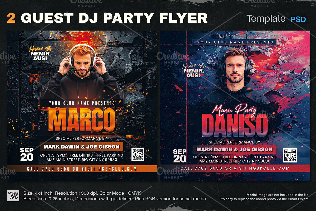 2 Guest Dj Party Flyer Template, a Flyer Template by Tarommir (Photo 1 of 5)