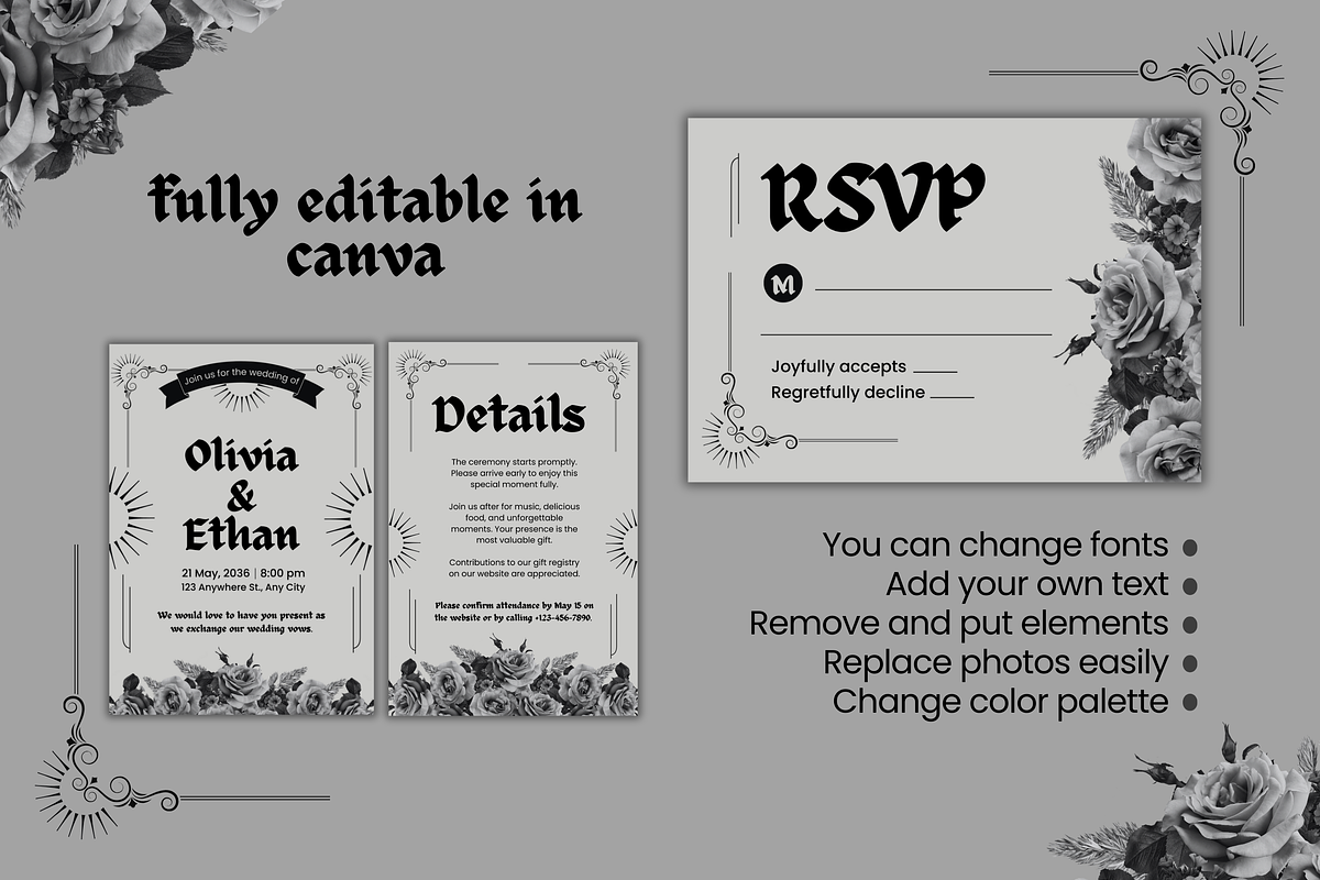 Gothic & Romantic Wedding Invitation, a Templates & Theme by TemplateCastleStore (Photo 9 of 9)