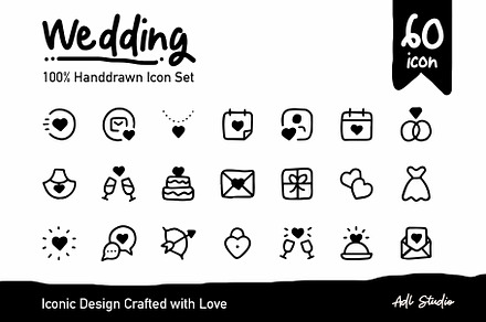 Wedding Hand-drawn Icons Set
