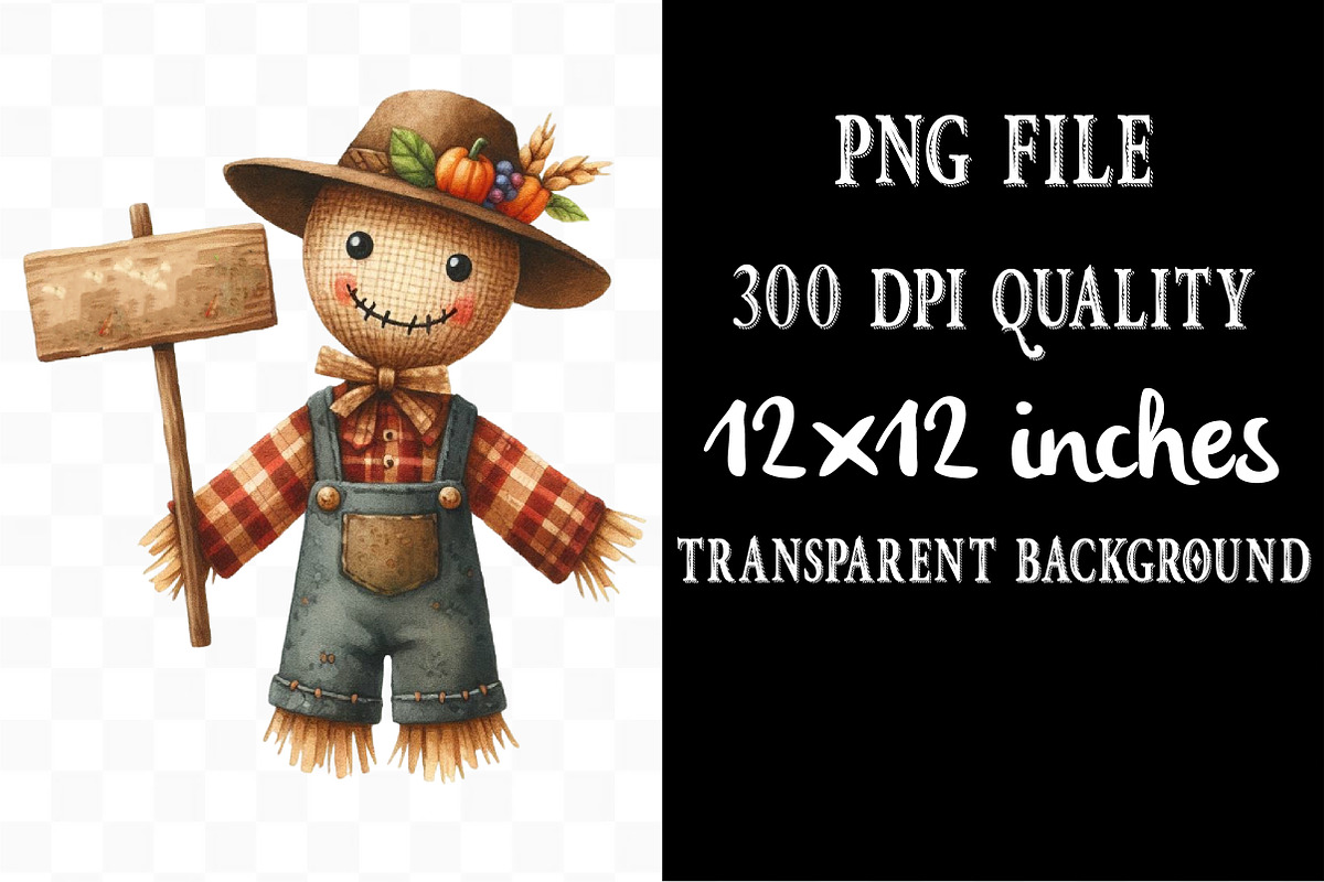 Autumn Fall Scarecrow Clipart, an Illustration by Designking (Photo 4 of 4)