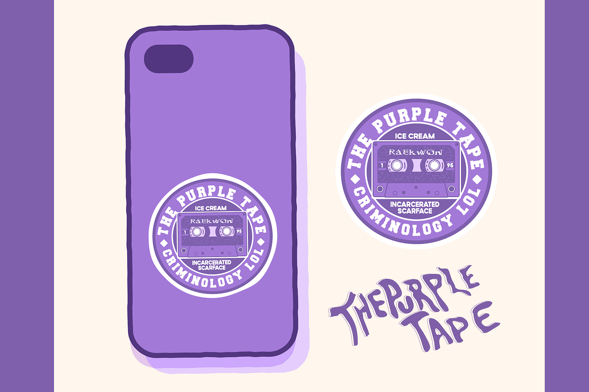 The Purple Tape 1995, an Object Illustration by Darts Lines