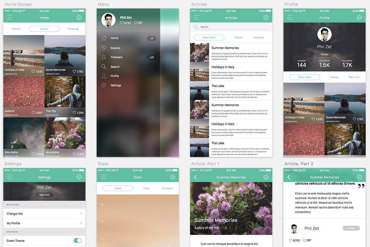 iOS 10 App Template (Sketch 3), an UI Kit Template by Phil Zet (Photo 1 of 8)