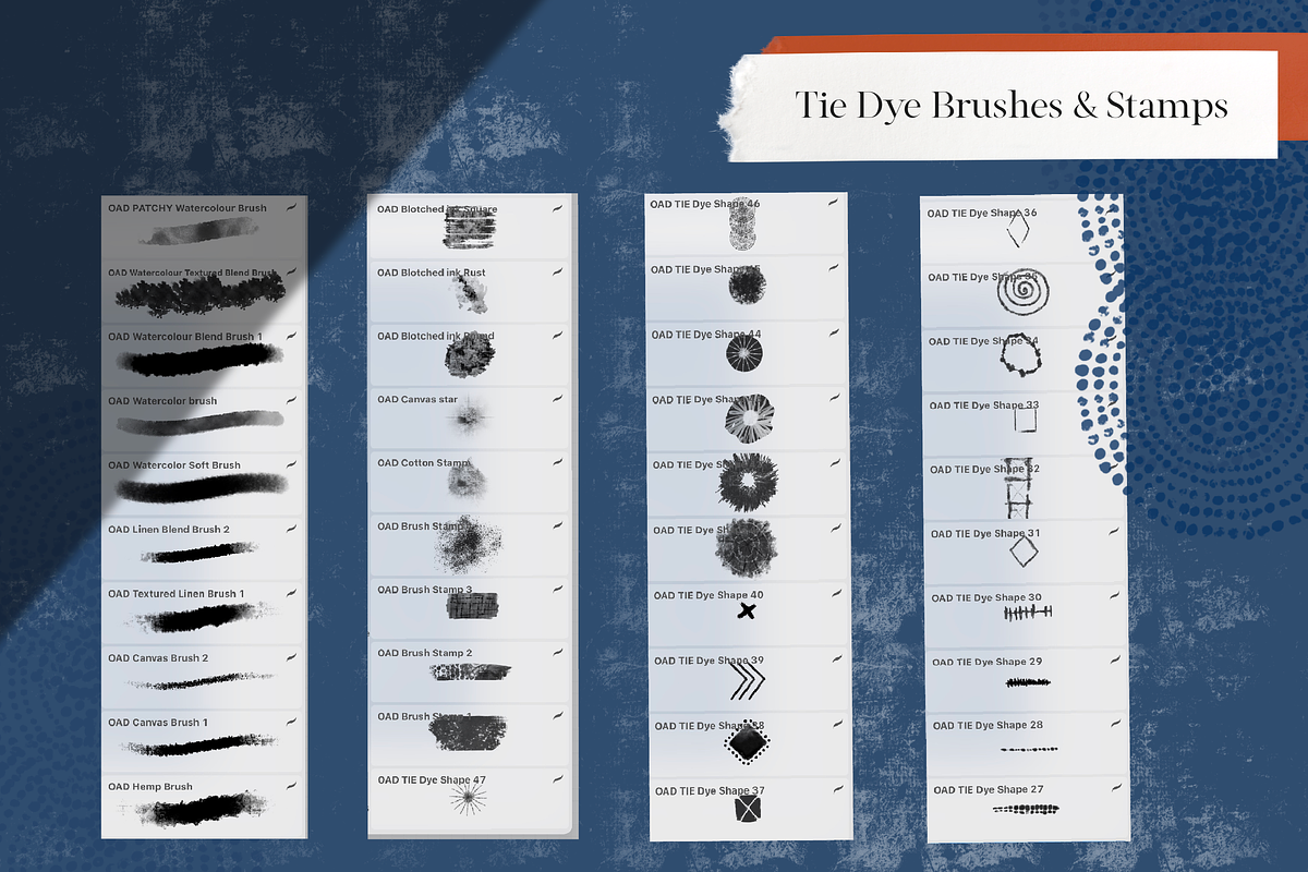 Indigo Tie Dye Brushes for Procreate, a Brush Add-On by OkayAnnie Designs (Photo 11 of 12)