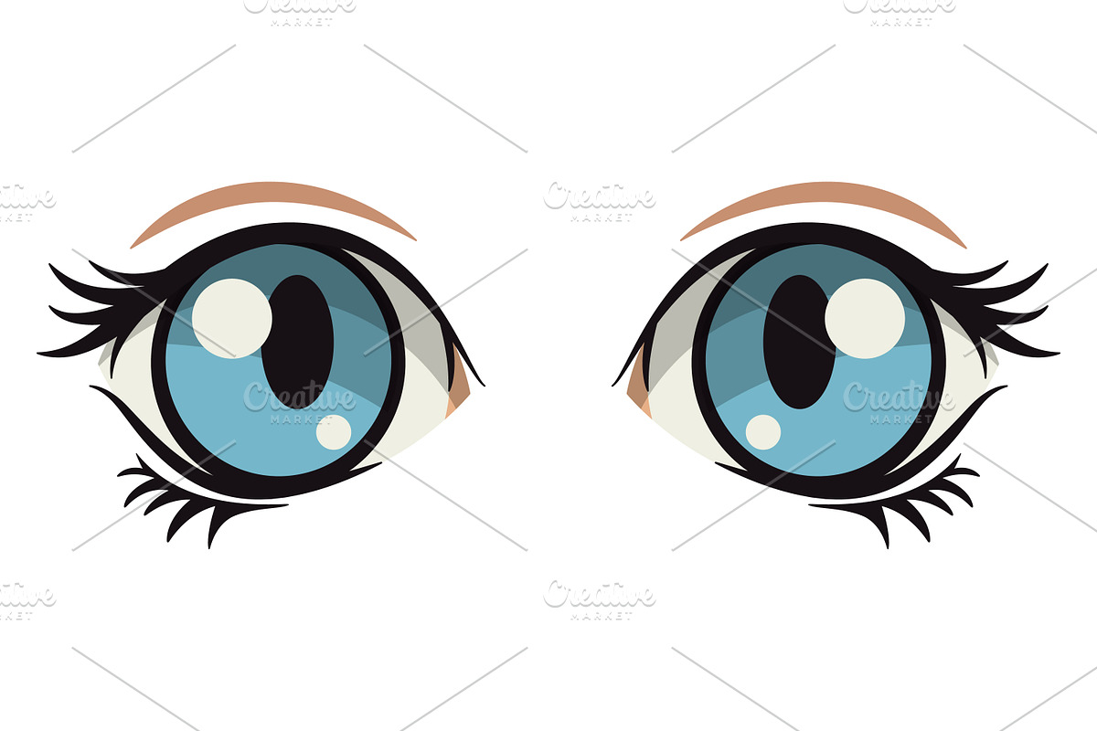 Anime Style Vector Set of Flat Eyes., a Person Illustration by Gomolach (Photo 20 of 25)