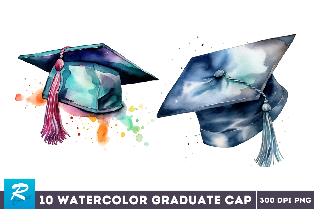 Watercolor Graduate Flower Clipart B, an Object Graphic by Regulrcrative (Photo 2 of 7)