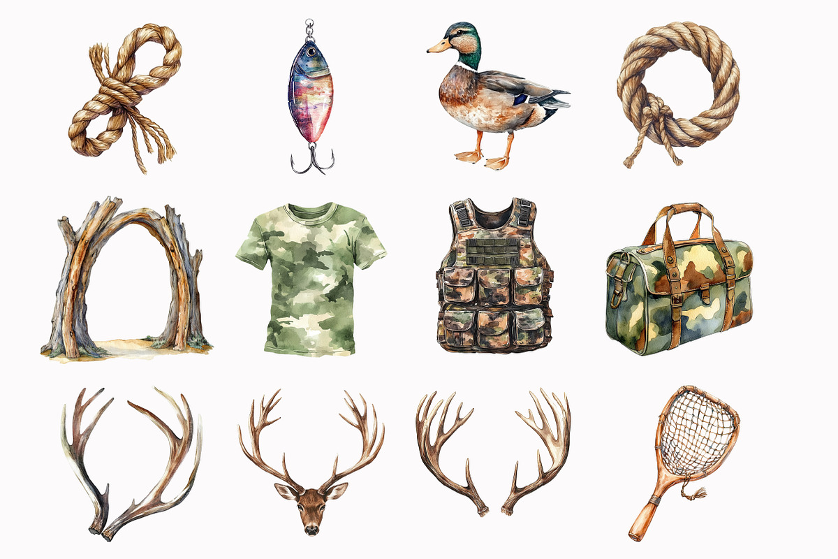 Hunting And Fishing Clipart, an Illustration by Design Market (Photo 2 of 5)