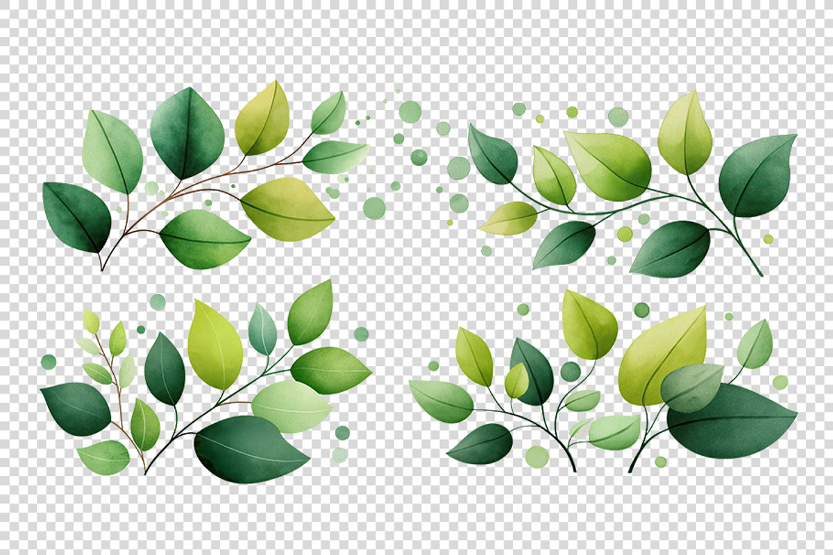 Watercolor Leaves Clipart, a Decorative Illustration by BazziBa♥ (Photo 4 of 6)