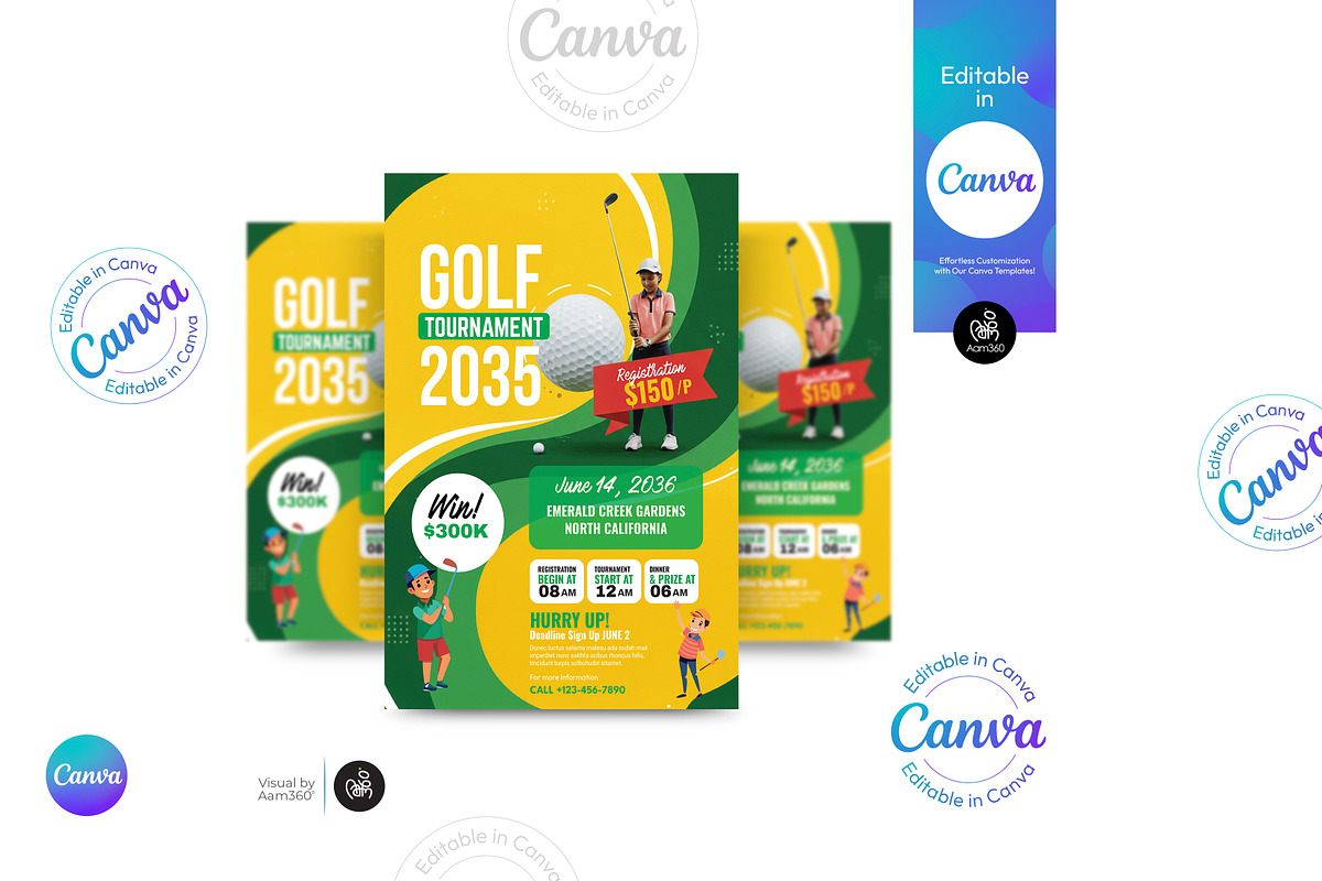 Golf Tournament Flyer Template, a Flyer Template by Aam360 (Photo 1 of 3)
