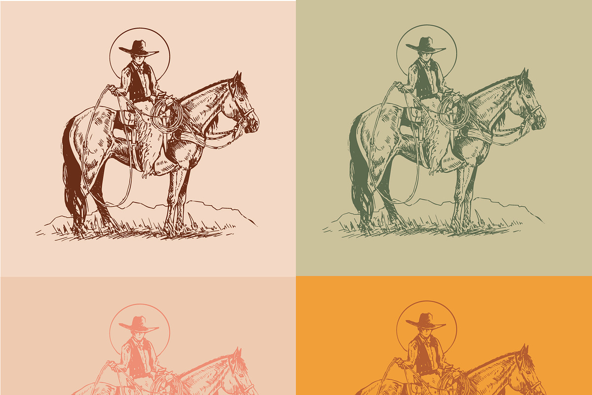 Western Cowboy Horse Graphic Logo, an Animal Illustration by Ok Art & Design (Photo 2 of 4)