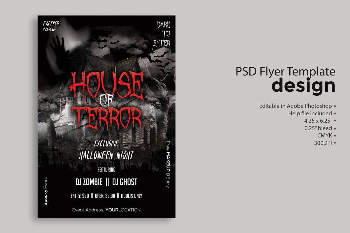 House of Terror PSD Flyer Template, a Flyer Template by Naim Selmani (Photo 1 of 3)
