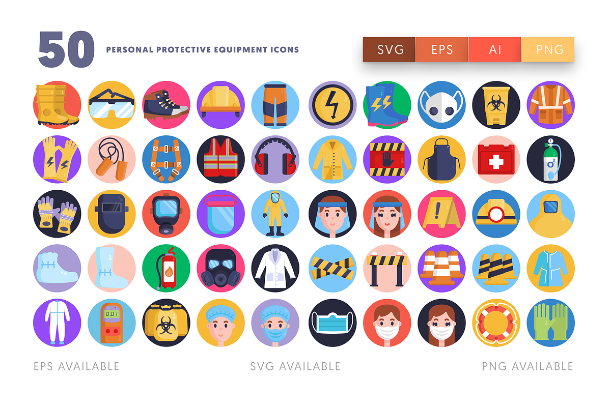 50 Protective Equipment Icons, an Outline Icon by Dighital (Photo 4 of 9)
