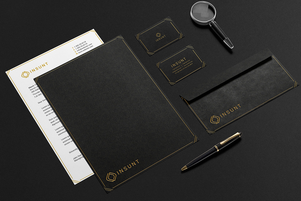 INSUNT Gold Stationery Design, a Stationery Template by Shahjhan (Photo 1 of 3)