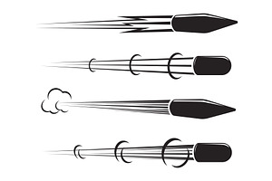 Flying bullet with traces of airflow, an Object Illustration by Vectorbuum