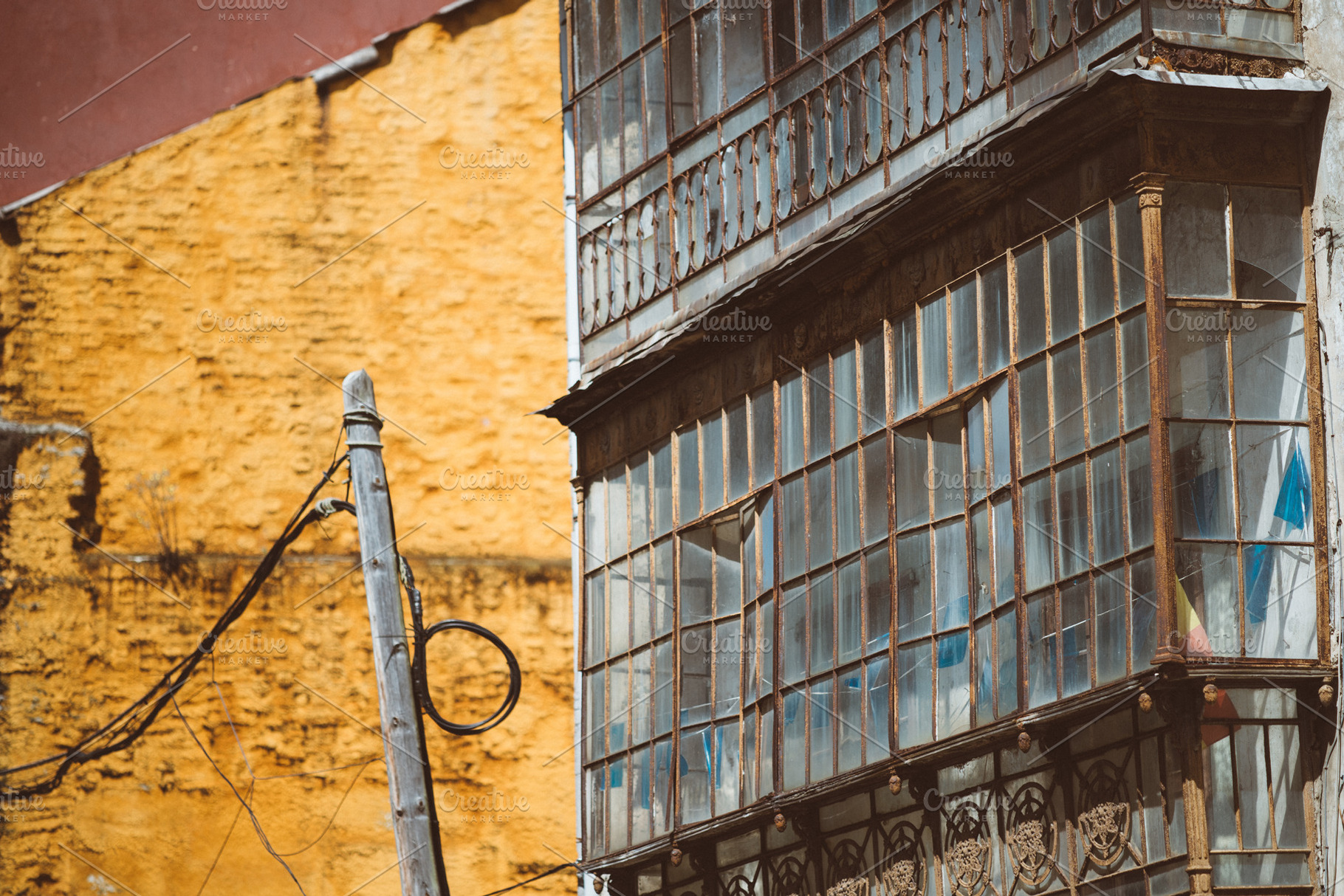 Vintage glass balcony facade, an Architecture Photo by SkyNext