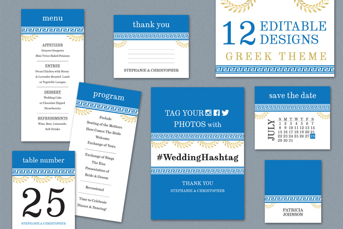 Greek Theme Wedding Suite, an Invitation Template by Elegrad Design Agency (Photo 1 of 10)