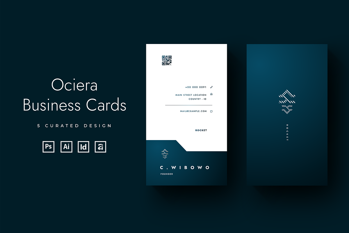 Ociera - Vertical Business Cards, a Business Card Template by Ctrl space studio (Photo 1 of 9)